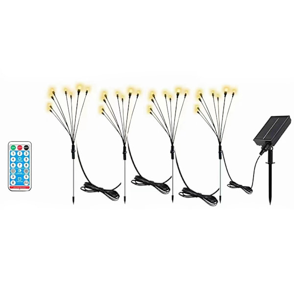 INF Solcellsdriven trädgårdsbelysning Firefly med 8 LED-lampor 4-pack Varm vit