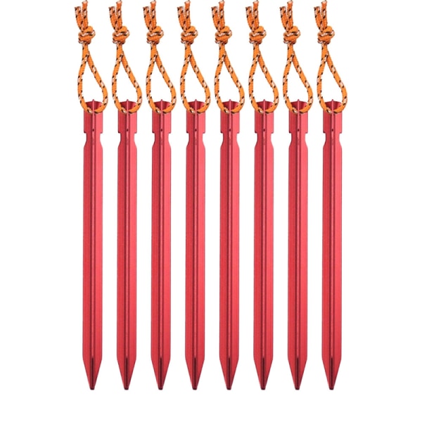 Tältpinnar / markpinnar med ögla 18 cm Aluminium Röd/Orange 8-pack