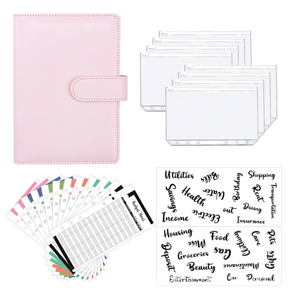Macaron Binder Budget Planner Sæt Lyserød