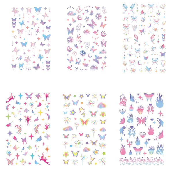 Glitter Nail Art Stickers - 6 stk. Model 2