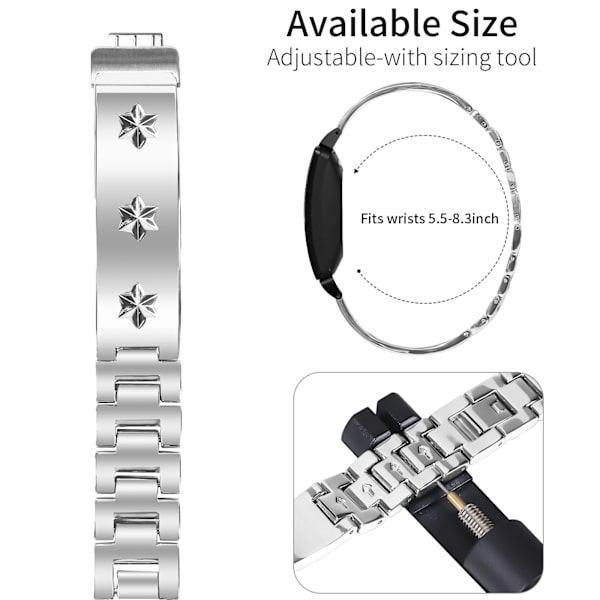 Halvarmring i rostfritt stål för Fitbit Inspire 1/2 Silver
