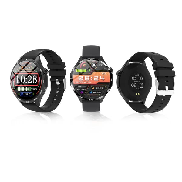 Multifunktionell Smartwatch med Bluetooth-samtal, pulsmätare och anpassningsbar urtavla Black Black