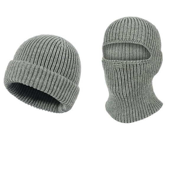 Stickad Balaclava - Vinterhuvudbonader Ljusgrå