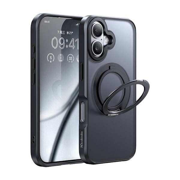 McDodo PC-4930 MagSafe etui til iPhone 16 med stativ (sort)