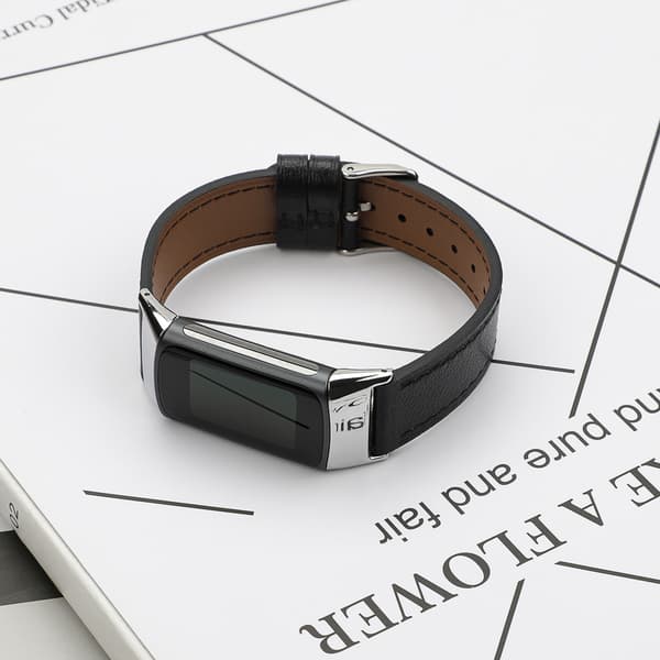 Fitbit Charge 5 ranneke, nahkainen musta