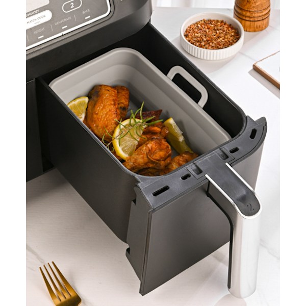 Sammenklappelig firkantet Air Fryer silikoneform 19,5x12,7x7 cm Grå