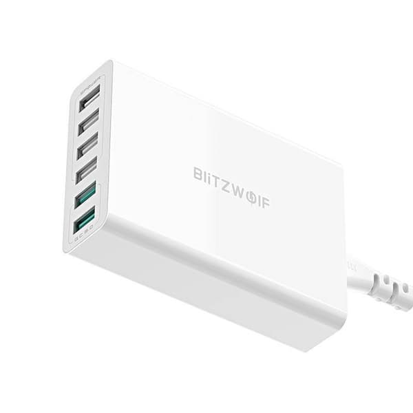 Oplader 6x USB Blitzwolf BW-S15, QC 3.0, 60 W (hvid)