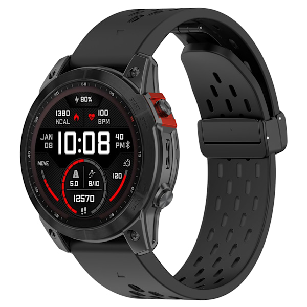 Garmin kompatibel 26MM åndbar silikone urrem - sort