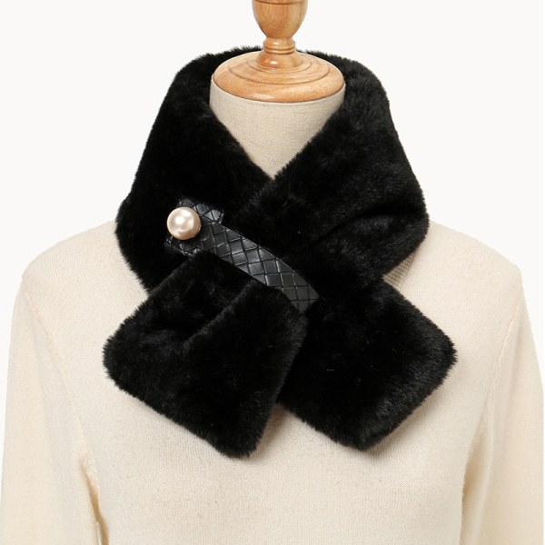 Pelstørklæde, tykke vinterpelstørklæder Varme Sort