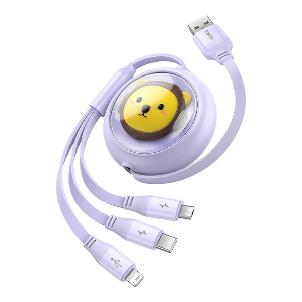 Latauskaapeli 3w1 Baseus USB-USB-C, USB-M, Lightning 3,5A, 1,1m (violetti)