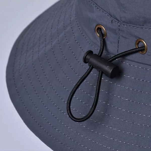 Bred Brättad Bucket Hat / Solhatt Grey Grey