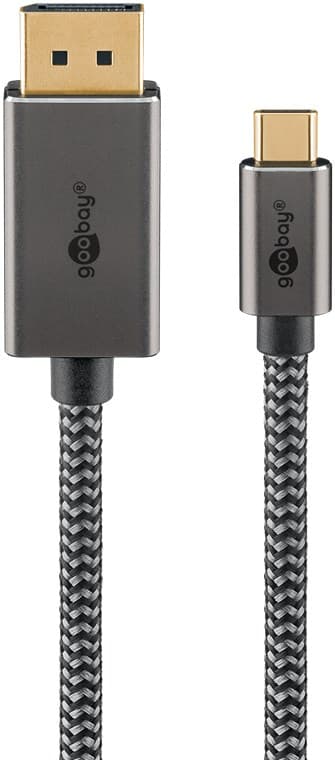 USB-C™-til-DisplayPort™-kabel, 3 m, sort;sølv