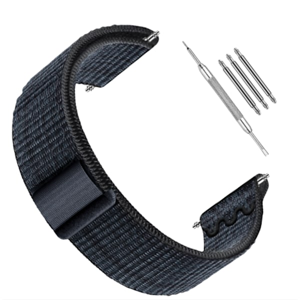Garmin-kompatibelt nylonarmband 22mm - Forerunner 245/255/265M Svart + Blå