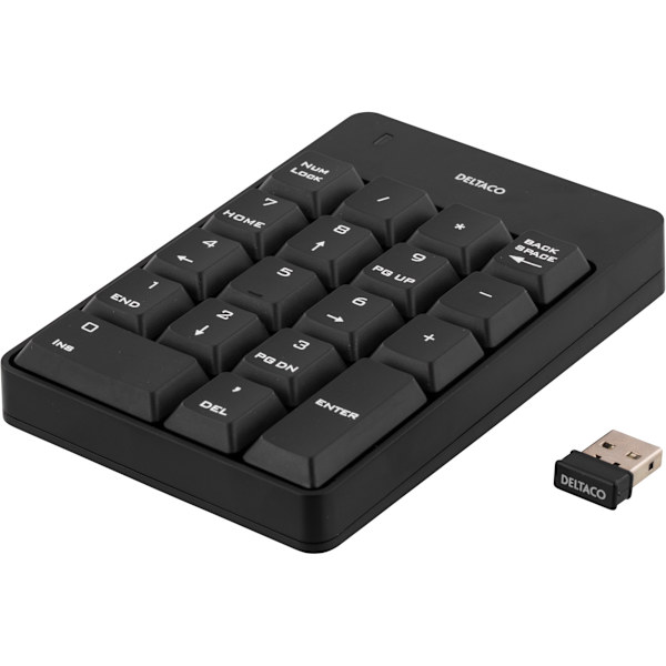 Wireless numeric keypad 18 keys nanoreceiv USB 10m range blk