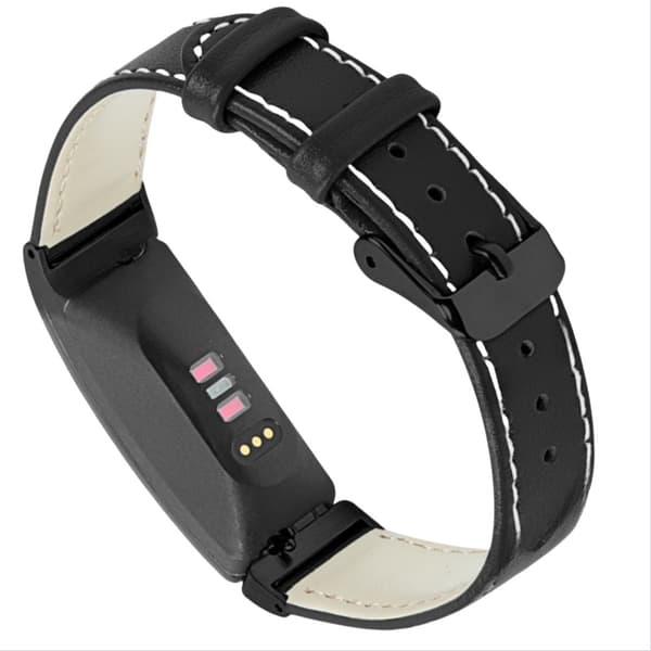 Premium læderrem til Fitbit Inspire 1/2 HR Black Black