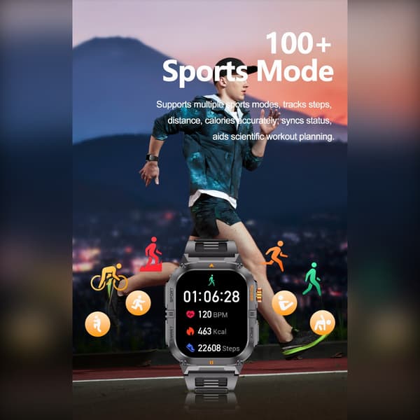 Multifunktionell Smartwatch med Hälsoövervakning & Bluetooth-Samtalsfunktioner kompatibel med Android och iOS Black+Orange Black+Orange