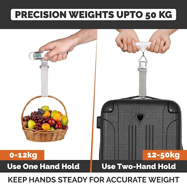 Digital bagagevægt med krogstropper 50kg/10g