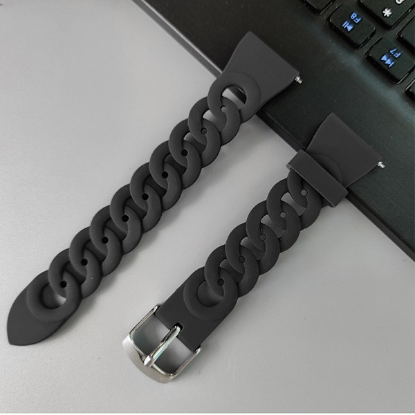 Silikonerem til smartwatch - kompatibel med Samsung & Huawei Sort M