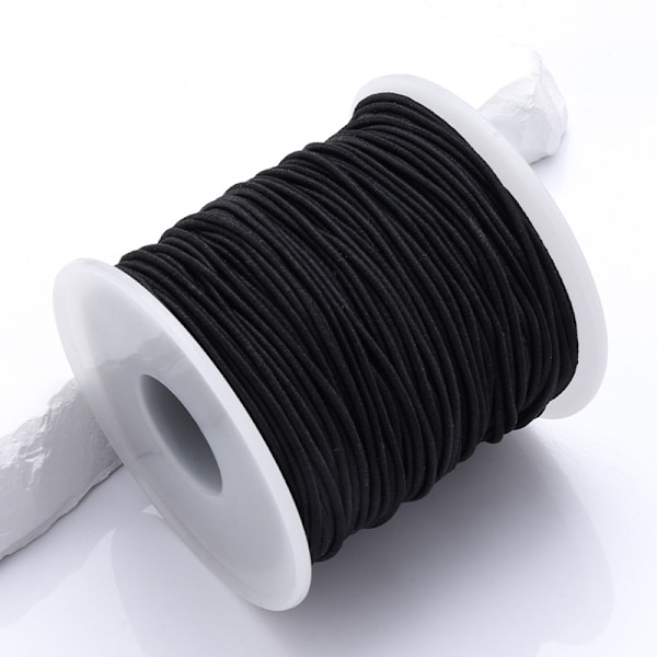 Elastisk snor til armbånd, 01# Sort, 1,2 mm