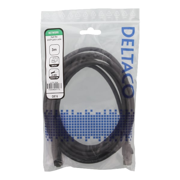 U/UTP High Flex Cat6, patch cable, 3m, TPE, black