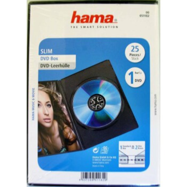 HAMA DVD-Box Slim Svart 25-pack