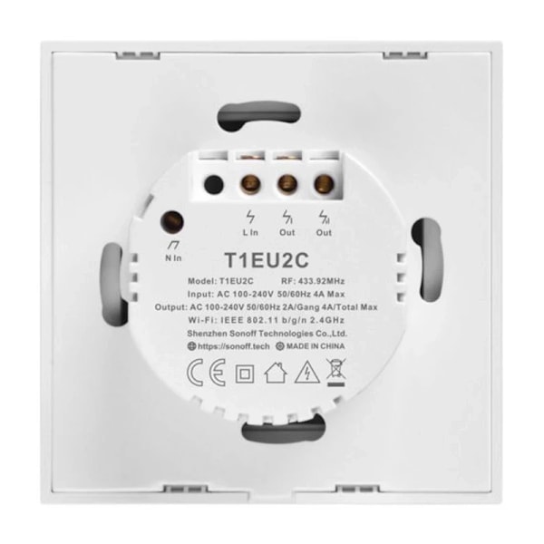 Smart Switch WiFi + RF 433 Sonoff T1 EU TX (2-kanals)