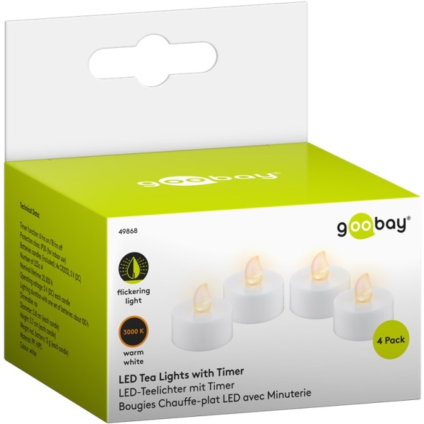 Uppsättning med 4 LED-te-lampor med timer