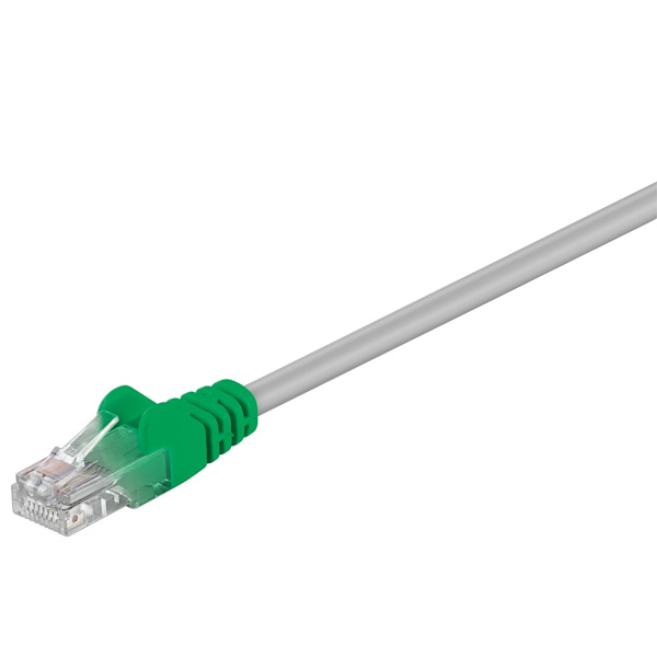 CAT 5e korsad patchkabel, U/UTP, grå-Grön
