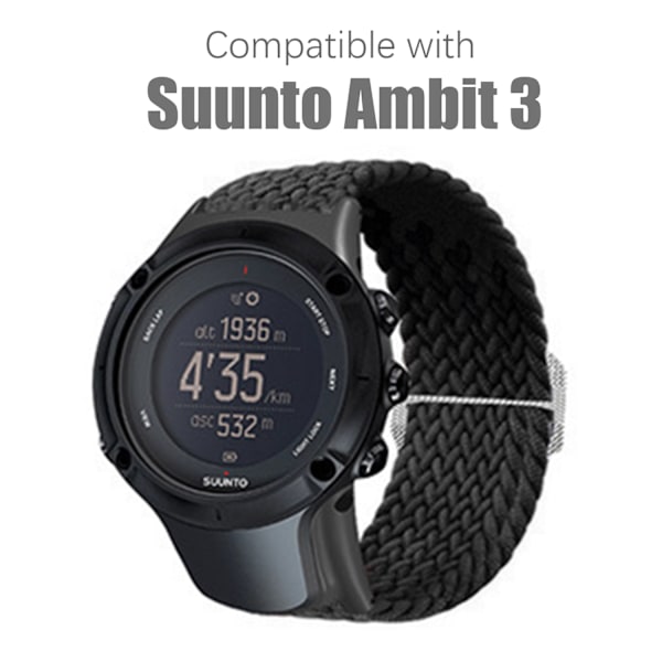 Klockarmband i Nylon till Suunto Ambit 3 Svart