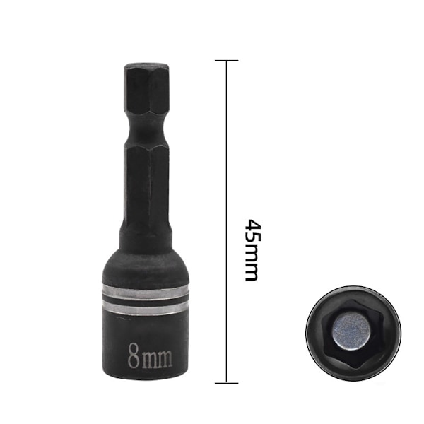 Magnetisk Hex Nøgle Driver Socket Bit Sæt (10 stk) Black Black
