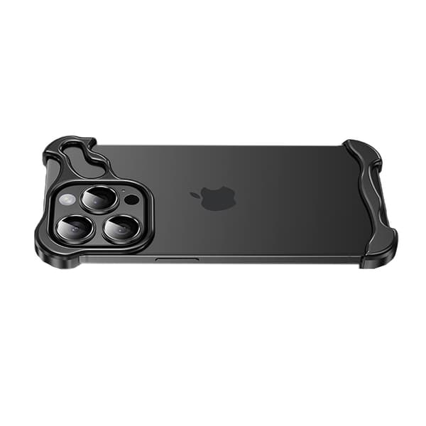 Unikt metallramsskal + linsskydd för iPhone 13 Black Black