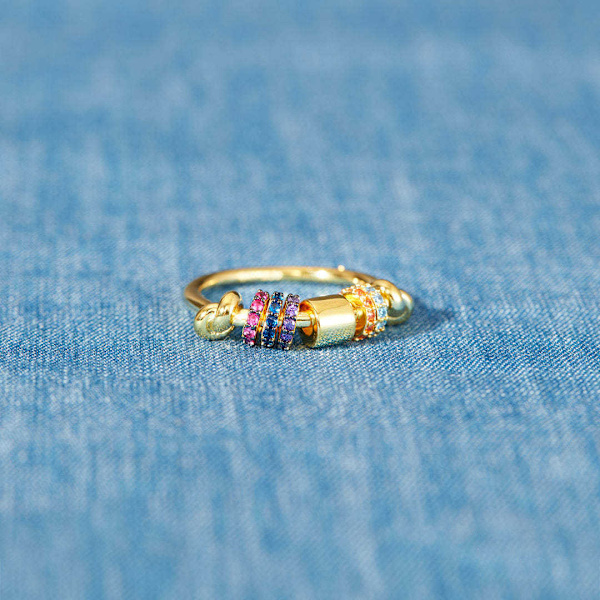 Antistressring med Roterbara Pärlor Flerfärgad 18.2 mm