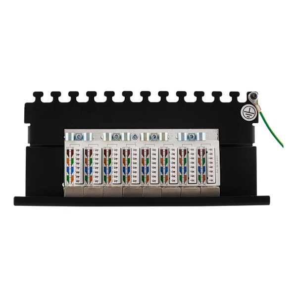 Patch Panel, 8xRJ45, Cat6a, wall-mountable, metal, black