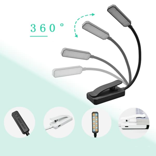 Book Clamp Light - 16 LED läsljus Black Black