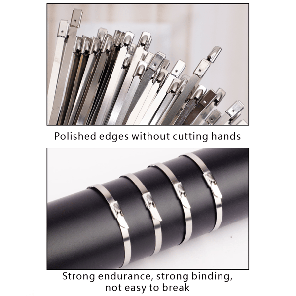 Buntband i rostfritt stål 100-pack Silver 300 mm Silver 300 mm