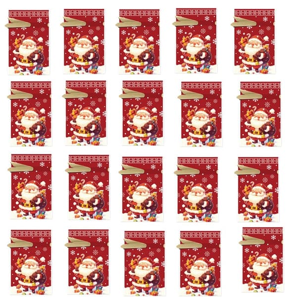 Julgodisväskor Snöflinga Santa 12x17cm (50-pack) Dragsko Presentpåsar