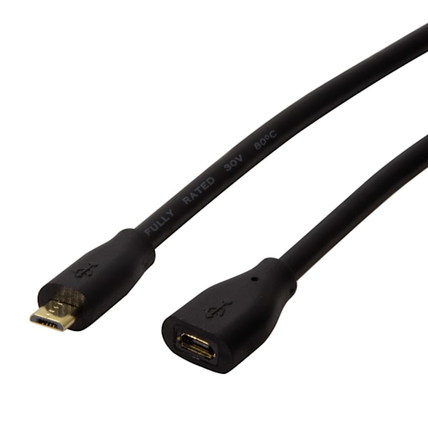 MicroUSB forlængerkabel 3m sort