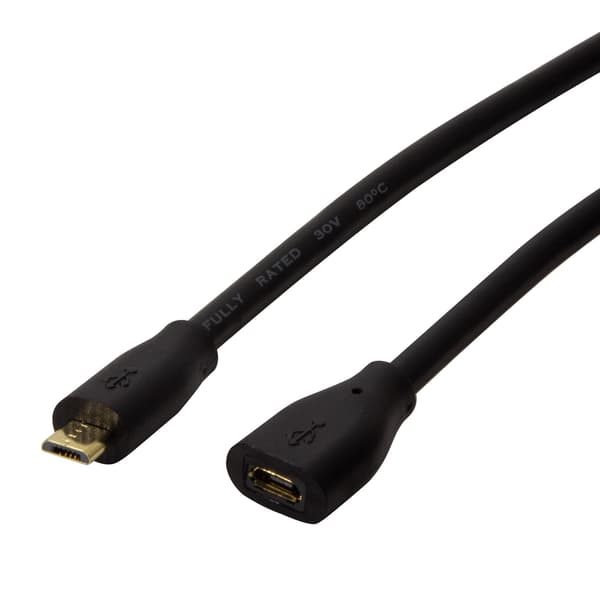 MicroUSB-jatkokaapeli 3m musta