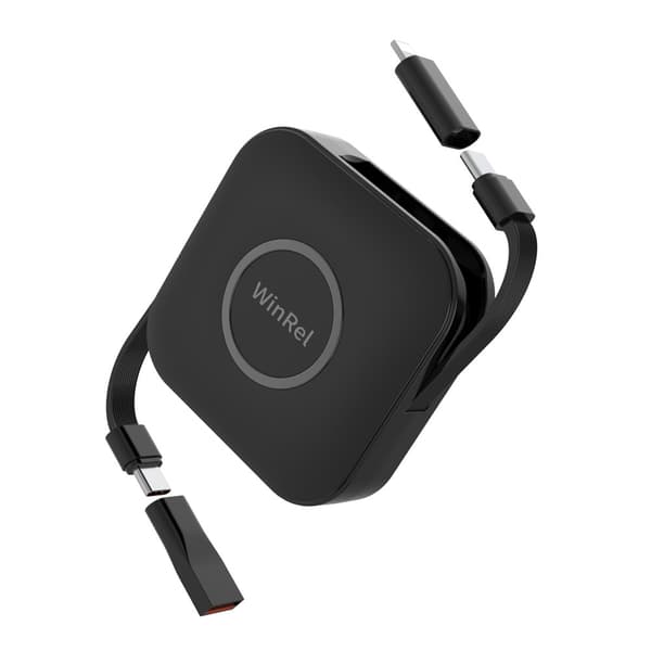 60W PD Snabbladdning 6-i-1 Infällbar Multi USB-kabel Black Black