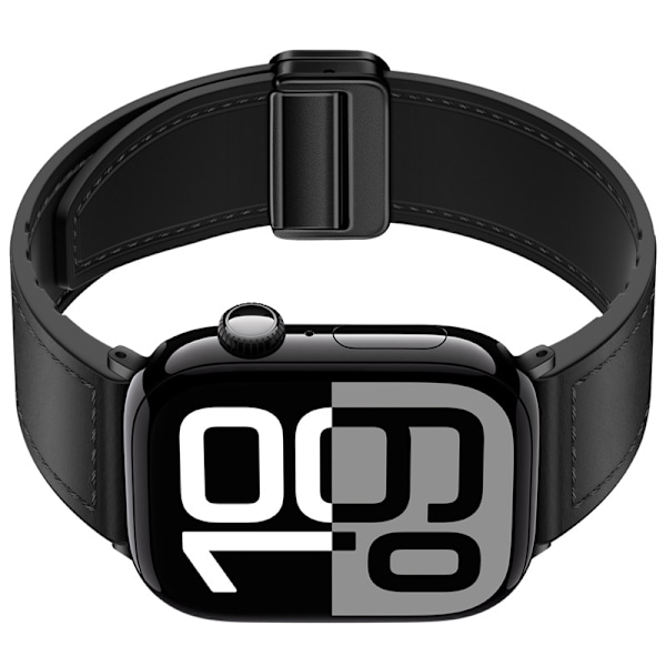 Ægte læderrem med magnetisk lukning til Apple Watch Series 8/9/Ultra 2 Sort L