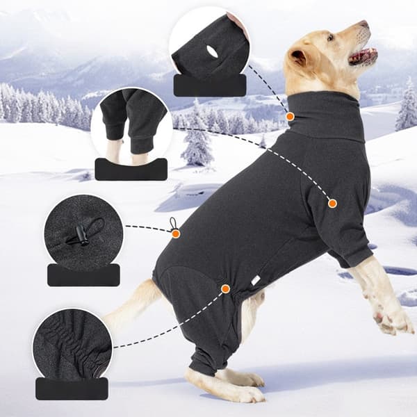 Varm firebenet kæledyr turtleneck sweater til mellemstore til store hunde - vintertøj L L