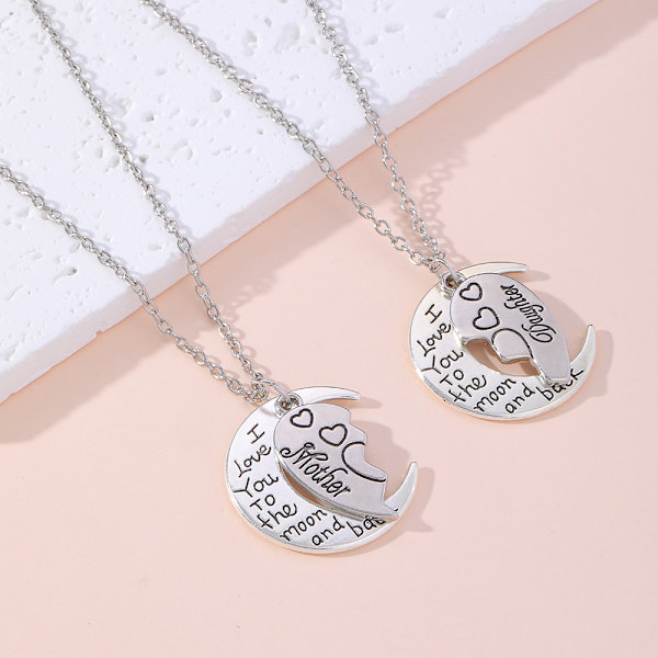 Matchande halsband för mor och dotter 2-pack Silver