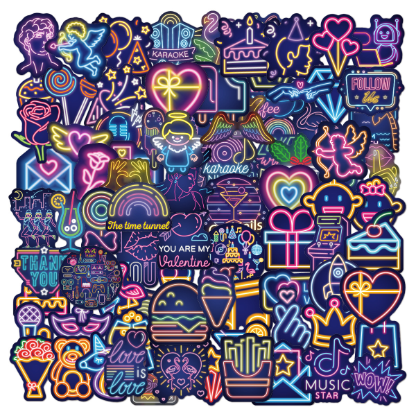 Klistermärken Neonskyltar Flerfärgad 100-pack