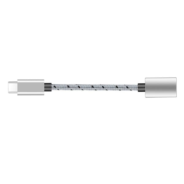 USB-C til USB-A OTG adapterkabel – USB 3.2 10Gbps til hurtig filoverførsel til telefon, tablet og computer, nylonflettet, aluminiumskonnektor Gray Gray