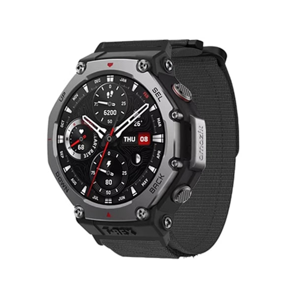 Vävt nylon klockarmband för Amazfit T-Rex 3 - Grå Svart