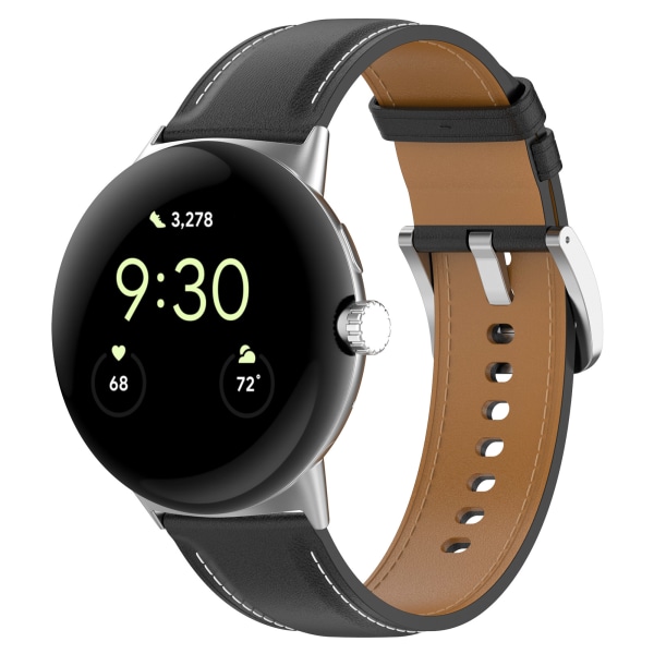 Klockarmband i Äkta Läder 20 mm för Google Pixel Watch 1/2 Svart