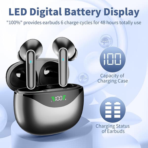 Trådlösa 5.4 Bluetooth-hörlurar DP4 Lång batteritid Black Black