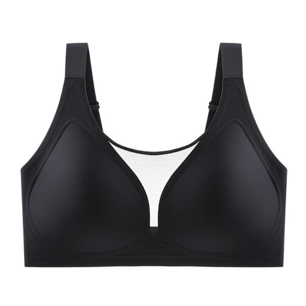 Seamless Push-Up Bra til stor barm med brede stropper og mesh vest - XL/38CDEF/40B Sort