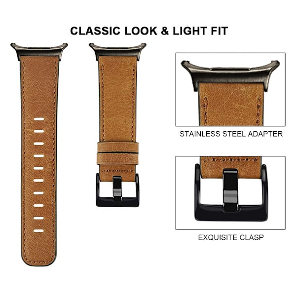 Armband i äkta Läder för Samsung Watch 7 (Ultra 47mm) - Brun