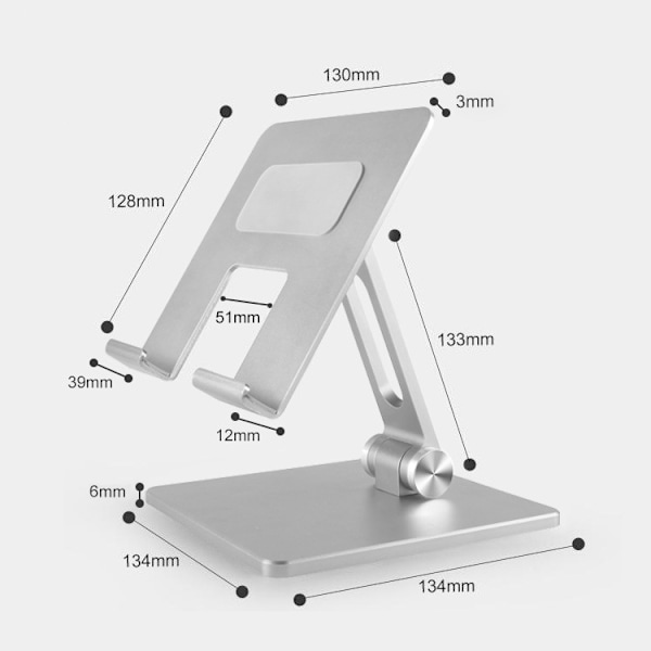 Foldbart tabletstativ i aluminiumslegering Sølv